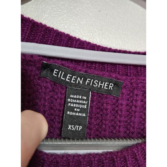 EILEEN FISHER Women's Recycled Cashmere Wool Sweater XS Jam Oversized Heavy - Picture 4 of 14